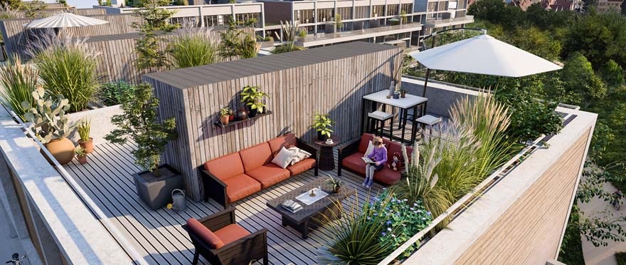 Les logements proposent de grandes terrasses.