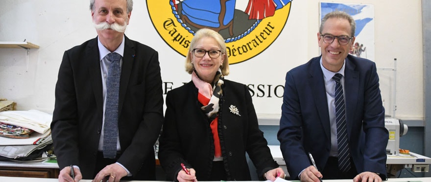 De gauche à droite : Bernard Stalter, président de la Chambre de métiers d’Alsace, le maire de Mulhouse Michèle Lutz et le président de m2A Fabian Jordan.