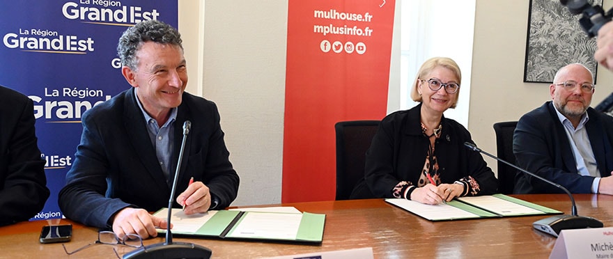 La signature s'est déroulée mercredi, en présence de Franck Leroy, président de la Région Grand Est, et du maire de Mulhouse, Michèle Lutz.