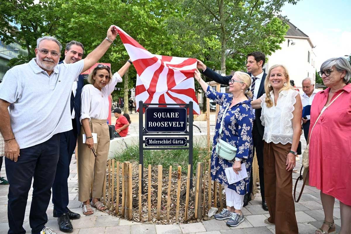 Séquence inaugurale autour du maire de Mulhouse, Michèle Lutz. 
