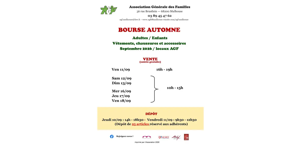 Bourse aux vêtements automne adultes enfants