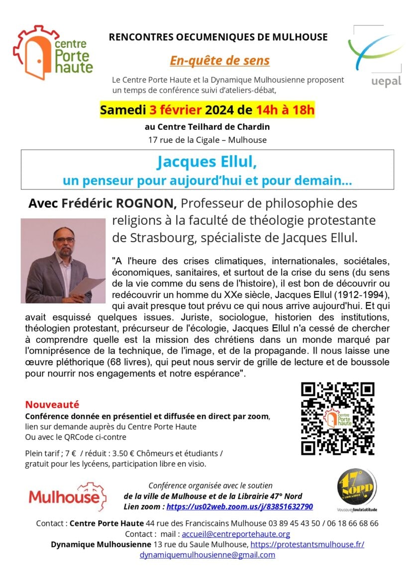 CONFERENCE : Jacques Ellul, un penseur pour aujourd’hui et pour demain…
