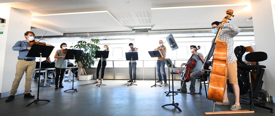Comme à l'Hôpital de Mulhouse, l'OSM a donné ces dernières semaines des concerts en petites formations.