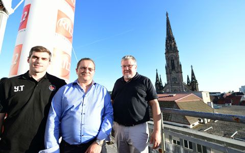 Le coach Yorick Treille, le président Mark Swenson et le manager général Christer Eriksson