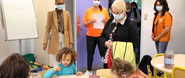 Visite du maire de Mulhouse Michèle Lutz, mardi matin, sur le site du Centre Wallach.
