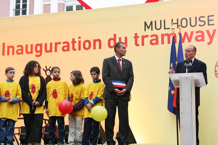 L’inauguration officielle, avec le Maire Jean-Marie Bockel et le président Jacques Chirac.