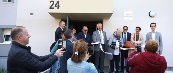 Geste inaugurale, en présence notamment du maire de Mulhouse Michèle Lutz.