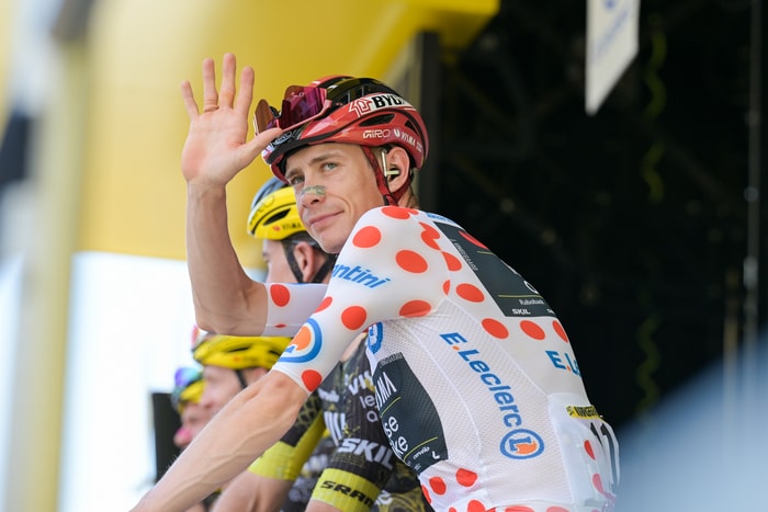 Jonas Vingegaard (Team Visma Lease a bike), deuxième au classement général, avant le départ de la 14e étape.