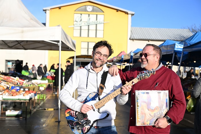 Respectivement manager du Marché et volailler, David Ambrosi (à g.) et Stéphane Monfort ont sorti un album hommage à Jean-Jacques Goldman.