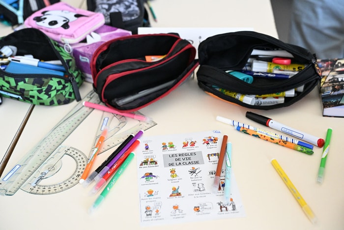 En ce premier jour d'école, on se familiarise avec les règles de vie de la classe.
