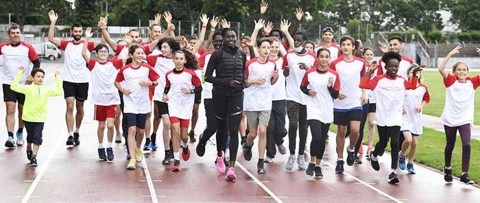 Au stade de l'Ill avec les jeunes de l’école d’athlétisme.