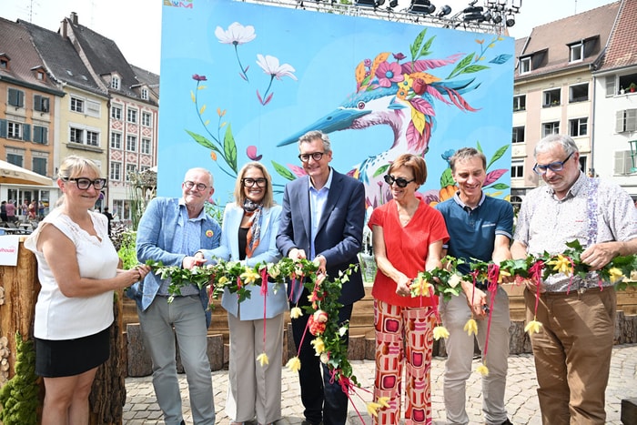 Inauguration du Jardin éphémère, en présence notamment du maire Frédéric Marquet.