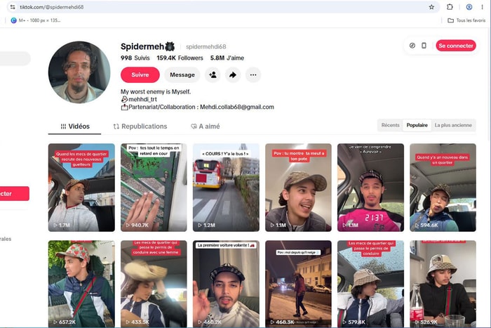 Les vidéos de Spider Mehdi comptent plusieurs dizaines de millions de vues. 