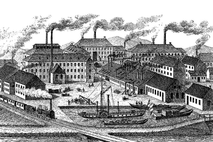 Cette lithographie d’Engelmann Pères & Fils, représentant la Fonderie en 1845, est conservée au Musée historique de Mulhouse.