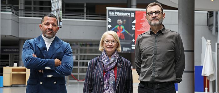 Le maire Michèle Lutz, avec, à ses côtés, Kamel Boulhadid, patron du groupe BK (à gauche), et Benoît André, directeur de La Filature.