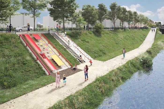 Projection des aménagements des berges. 
