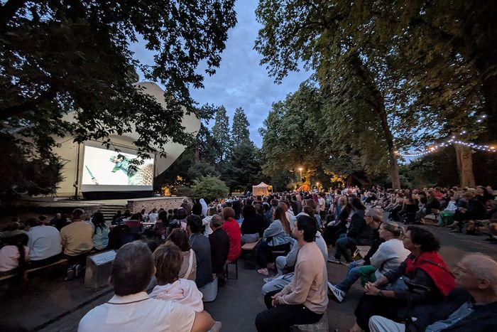 Après le spectacle du début de soirée, place au film projeté en plein air, à la tombée de la nuit.