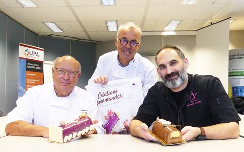 Jean-Marc Muller, président de la Corporation des pâtissiers du Haut-Rhin, avec à ses côtés Christian Bauer (à gauche) et Arnaud Zussy (à droite).