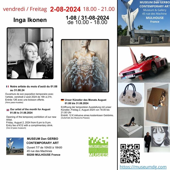 Exposition temporaire de l'artiste du mois Inga Ikonen au Museum Dan Gerbo Contemporary Art