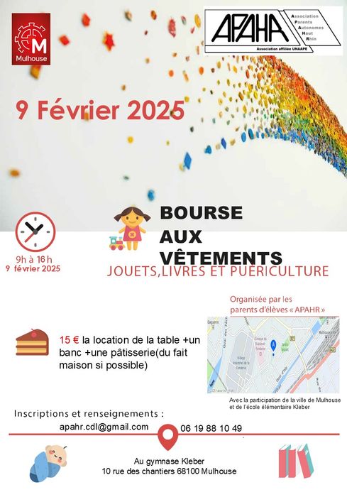 bourse vêtements,jouets,livres et puériculture