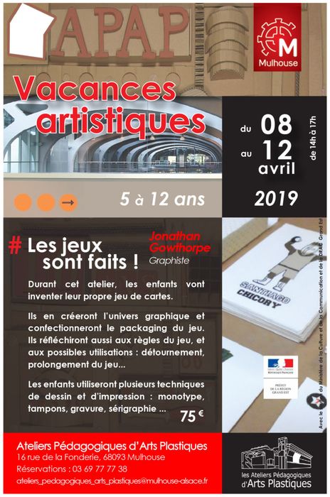 « Les jeux sont faits ! », atelier artistiques pour les 5-11 ans aux APAP