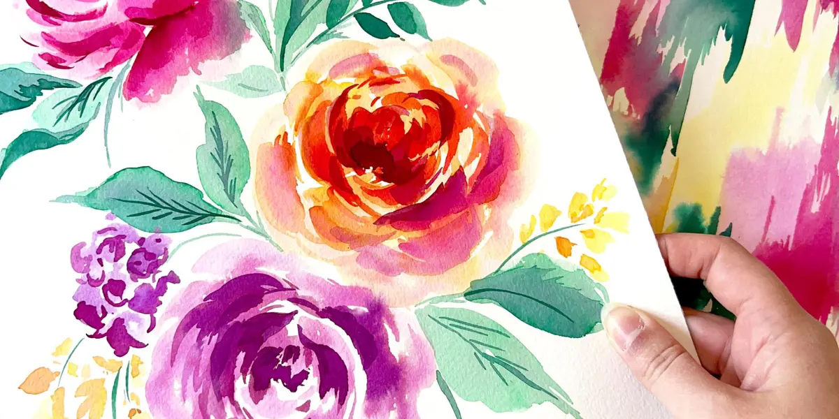 Initiation à l'aquarelle - Roses et pivoines