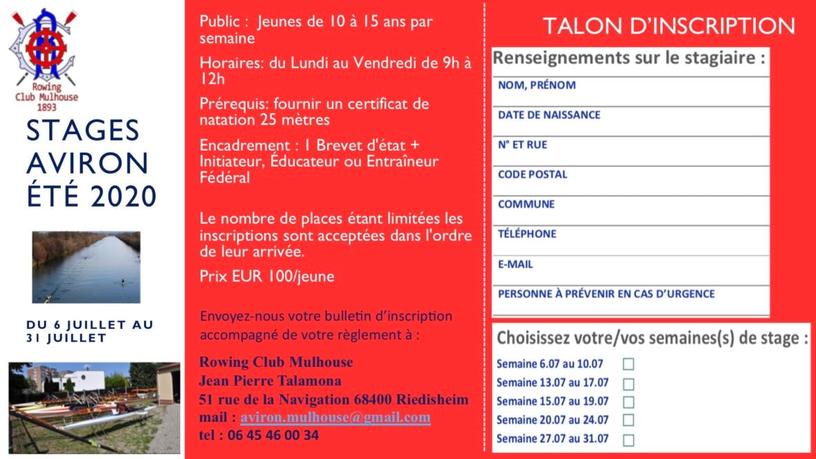Stages Été Aviron