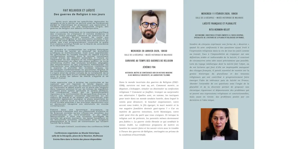 Conférences "Fait religieux et laïcité, des guerres de Religion à nos jours"