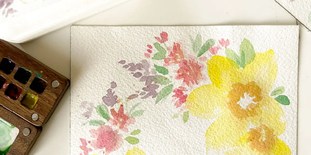 Initiation à l'aquarelle - Couronne de fleurs de printemps