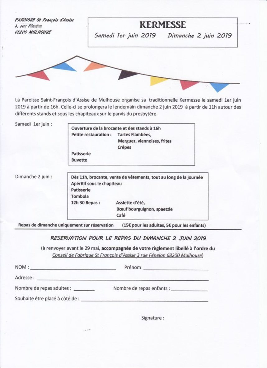 Kermesse et brocante Paroisse Saint-François à Mulhouse Juin 2019