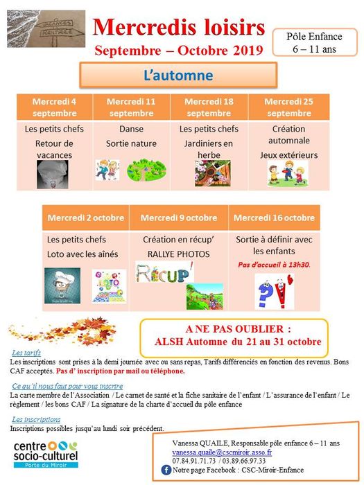 Mercredis loisirs au CSC Porte du Miroir
